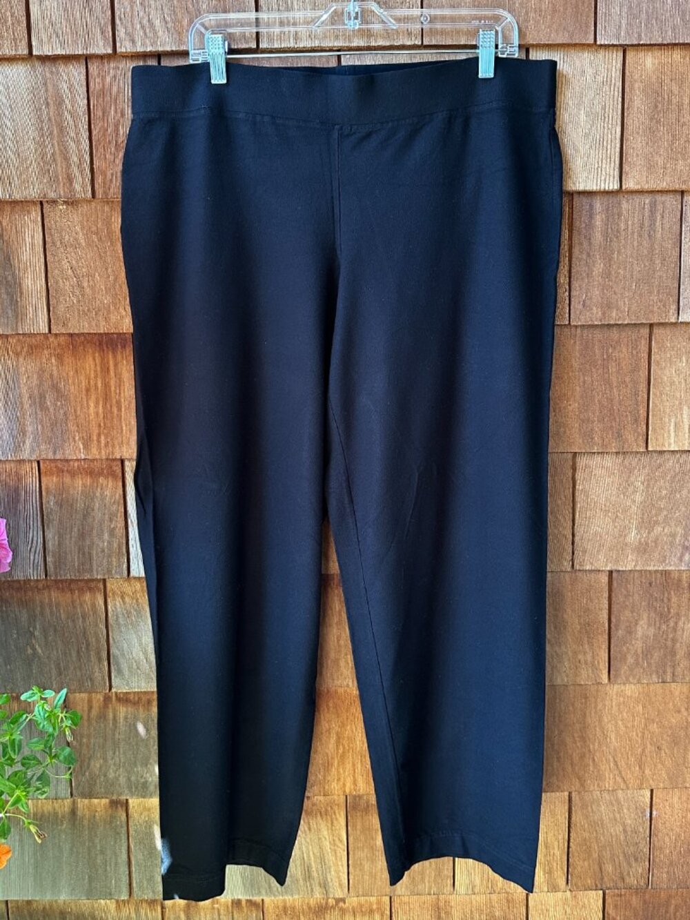 EUC Eileen Fisher Black Lightweight Crepe Knit Elastic Waist Pants - Large